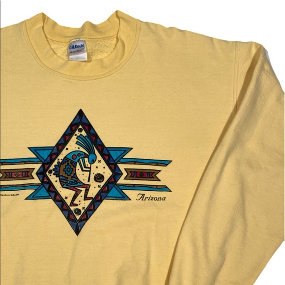 Yellow Arizona Tribal Screenprint Crewneck Sweater - Picture 4 of 4